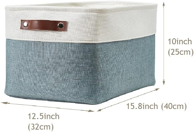DECOMOMO Storage Bins, Extra Large Fabric Storage Baskets for Shelves 3Pack | 15.8 x 12.5 x 10 inches Decorative Linen Closet Organizers (Green & White) - Image 3