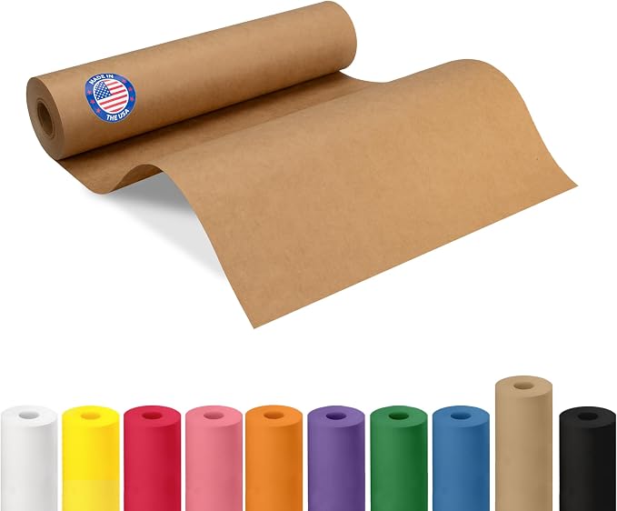 12" x 1200" (100 feet) Brown Kraft Paper Roll - USA-Made Quality Craft Paper for Gift Wrapping, Kids' Arts & Crafts, School Projects - 100% Recycled Natural Material 50lb Thickness by IDL Packaging by IDLPackaging