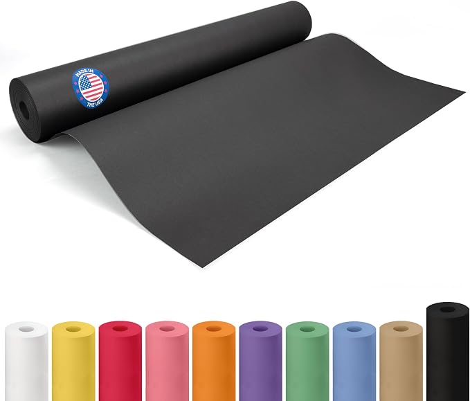 Black Kraft Paper Roll 24" x 2160" (180 feet) - USA-Made Quality Black Paper 50lb Thickness for Packing, Moving, Shipping & Crafts/Arts - 100% Recyclable Natural Wrap Material by IDL Packaging by IDLPackaging