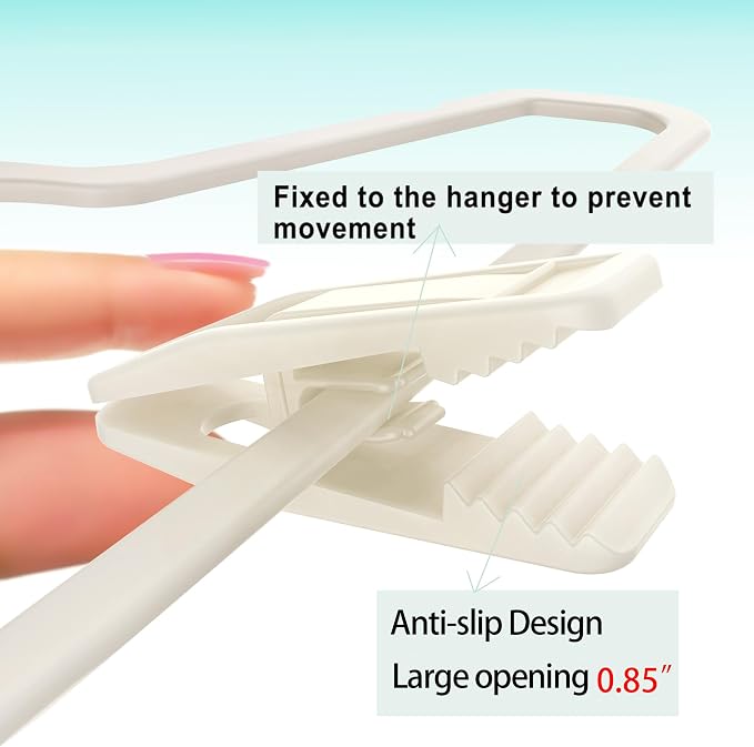TOFIIGREM Hanger Clips Perfect for Velvet Hangers (Beige, 80 PCS), Strong Plastic Clips Pant Skirt Hanger Sock Clips for Beige Flocking Felt Hangers - Image 4