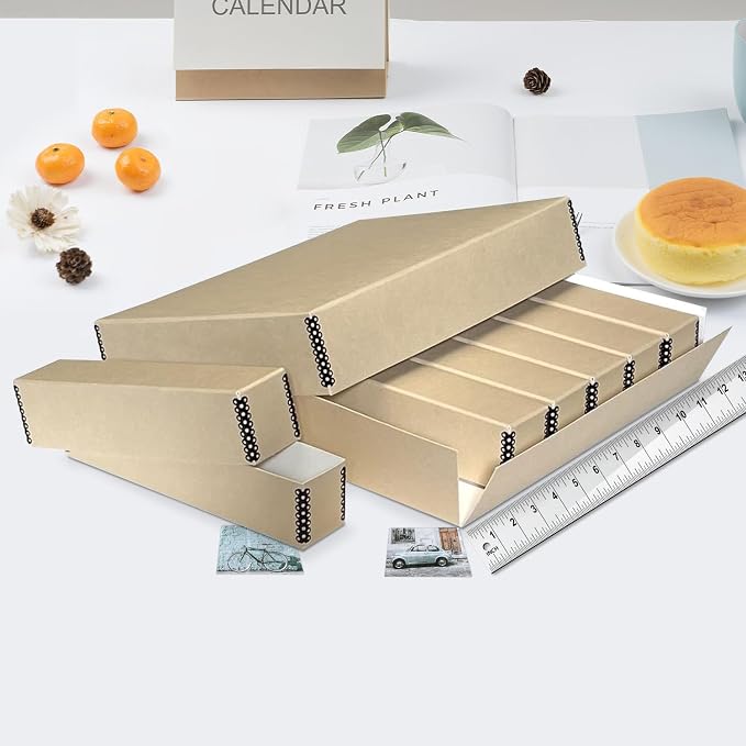 Lineco, Archival Slide Storage Box 15.5"x11.5"x3", with 6 Inner Cases, Tan | Acid-Free Metal Edge Organizer, Drop Front Design, Holds Up to 840 Slides, Films, Negatives, Photos and Cards - Image 3