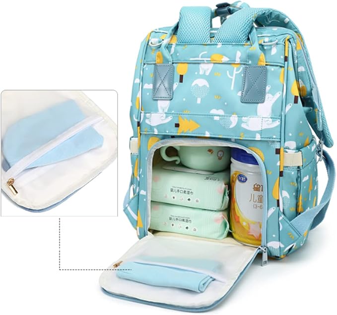 Large Capacity Baby Diaper Bag Backpack Waterproof Travel Nappy Diaper Bags Cute for Girls Boys (Swing Bear) - Image 2
