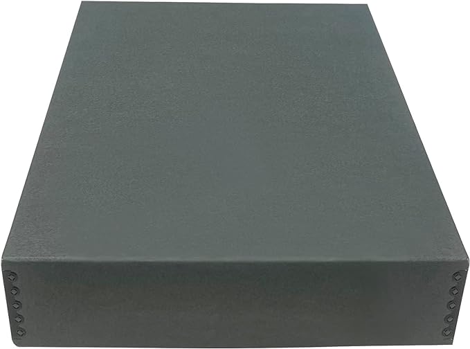 Golden State Art, Drop Front Archival Storage Box, Gray, 14.75x18.75x3 Inch | Acid-Free Museum Box with Metal Edge Corner, for Storing Artwork Photos Documents Prints Arts And Crafts by GoldenStateArt