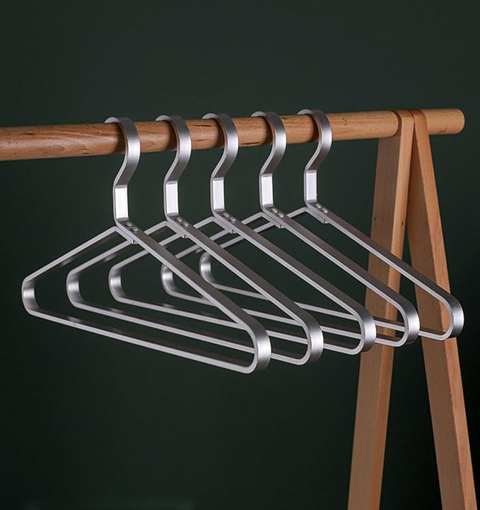 Premium Matte Silvery Aluminum Coat Hangers 6 Piece Set, 17.7” Extra Smooth & Durable Metal Shirt Dress Hanger,Aluminum Alloy Hanger,Clothing Support,Clothing Hang by WONQEXZ