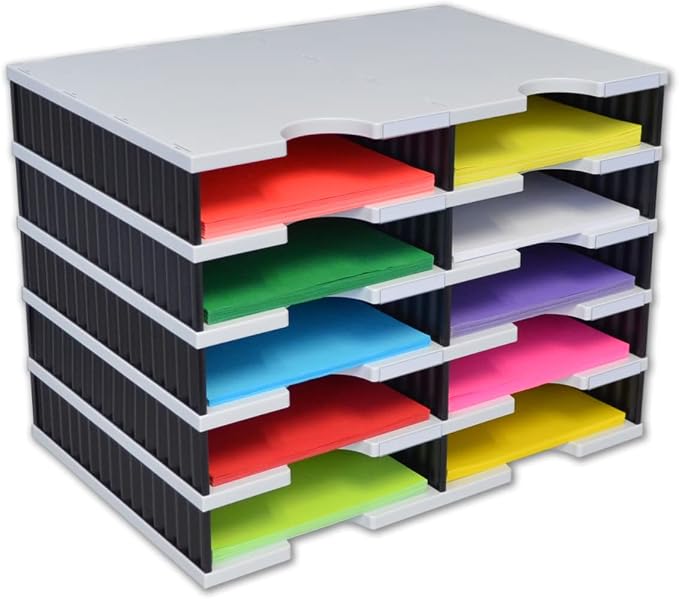 Ultimate Office TierDrop Literature Organizer Sorter, 10 Compartment | Mailroom and classroom forms sorter; optional add-on tiers expand capacity any time; no-tool assembly; gray w/ black by UltimateOffice