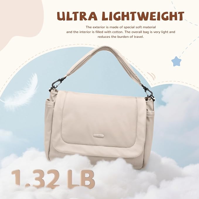 14L Puffer Diaper Bag Tote, Large Capacity Travel Diaper bags, Crossbody Hospital Bag for mom - Image 5