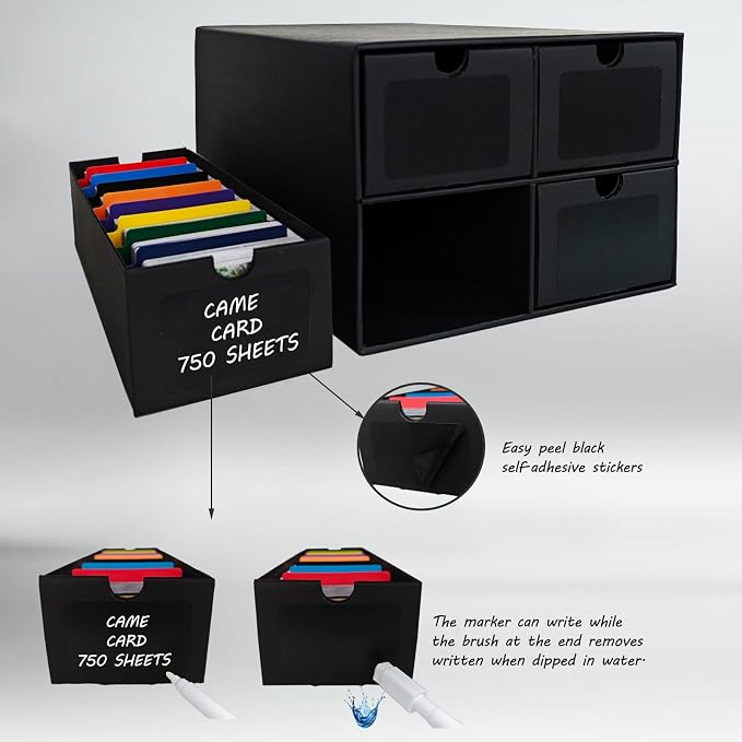 4 Sets Trading Card Storage Boxes, Includes 16-750 CT Boxes & 64 Dividers, 12000+ Trading Cards Organizer for Collectible Card Games, Sports Cards, TCG, with Labels & Pen - Image 6