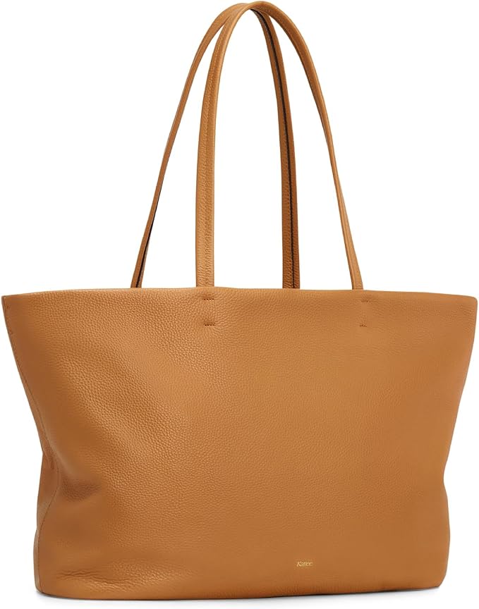 Kattee Genuine Leather Tote Bags for Women 2026, Soft Shoulder Purses and Handbags Zipper Totes Extra Large Travel Work by Kattee