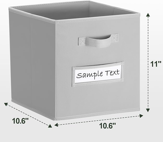 Fabric storage cubes (8 Pack) 11 Inch Cube Storage Bin, cube organizer bins with 8 Labels Window Cards & a Pen, Foldable cube organizer bins and Storage Box, Light Grey - Image 2