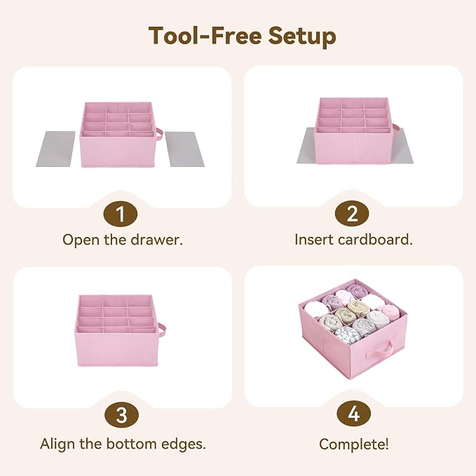 GRANNY SAYS Hanging Closet Organizer, 5 Drawers, 6 Shelves, 6 Pockets, Pink | Hanging Closet Organizer with 5 Different Drawer Designs, 6 Shelves & Reinforced Structure for Organized Small Spaces - Image 7
