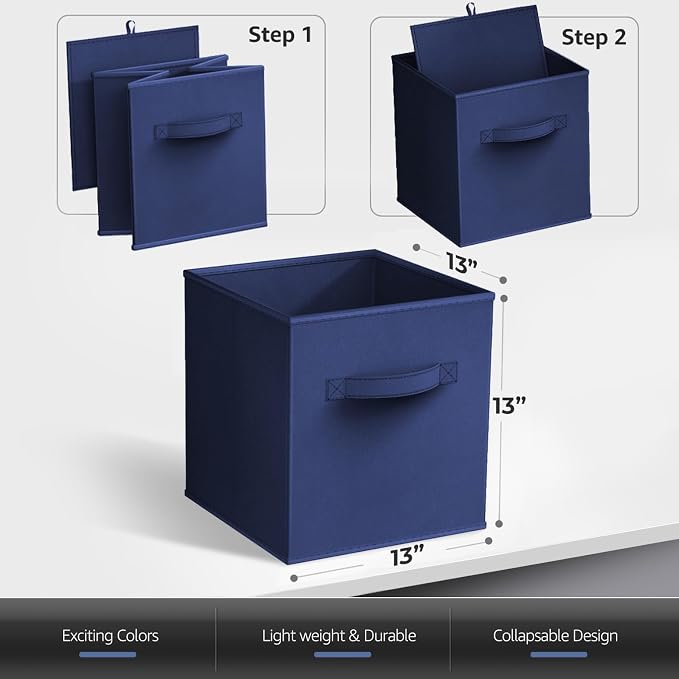 Sorbus 13 Inch Storage Bins - Sturdy Collapsible Fabric Storage Cubes with Handle - 8 Foldable Baskets for Organizing Clothes, Toys, Books - Storage Baskets for Shelves, Closets - Image 7