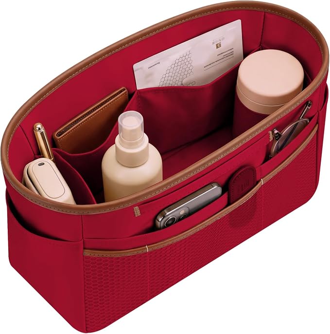 GIVLEFLY Purse Organizer Insert for Tote Bag, 11.81 Inch Satin Bag Organizer, Multi Pocket Handbag Organizer for Everyday Totes by GIVLEFLY