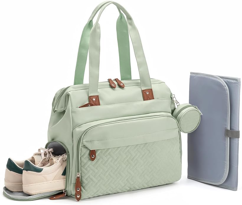 Diaper Bag with Changing Pad - Large Capacity Travel Diaper Bag Tote/Backpack for Mom and Dad by Unknown