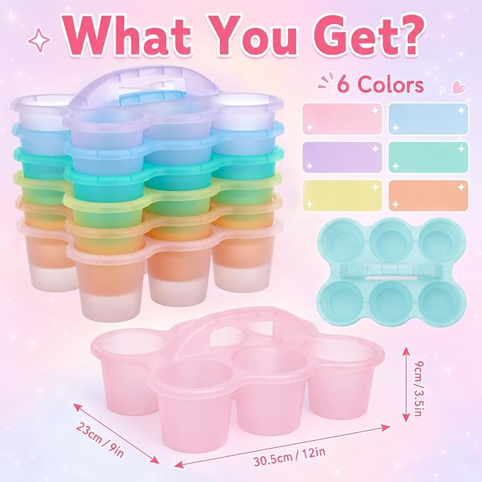 gisgfim 6 Pack Classroom Caddy Organizer with Handle, 6 Compartments, Colorful Clear - Image 2