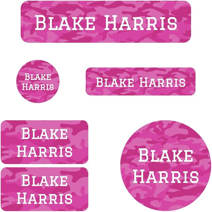 Name Bubbles - Custom Daycare Name Labels (99 Labels - 5 Sizes) Personalized Waterproof Name Stickers for Clothing Tags, Toys, Books, Water Bottles, Lunch Boxes, School, and Shoes (Camo) by NameBubbles