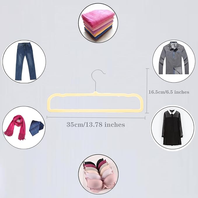 20 Pack Velvet Pants Hangers for Closet Space Saving, Thin Hanger (Beige) | 35cm(L) Heavy Duty Flocked Trouser Hangers, Durable, Clothes Hanger with Silver Swivel Hook, Jean Hangers for Women and Men - Image 7