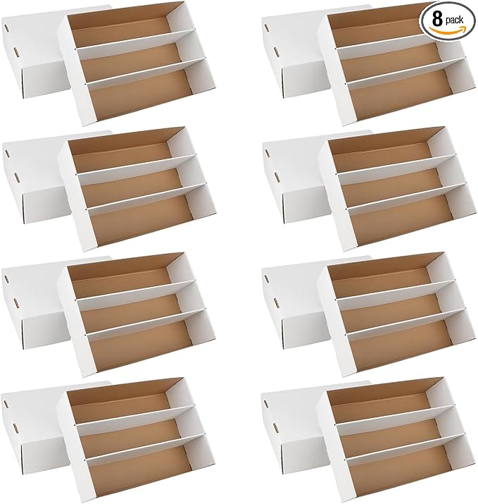 8 Pack Trading Card Storage Box, 2340 Count Card Storage Box White Sports Cards Organizer Box Trading Cards Box for Storing Protecting and Organizing Soccer Basketball Game Cards by HIMOMO
