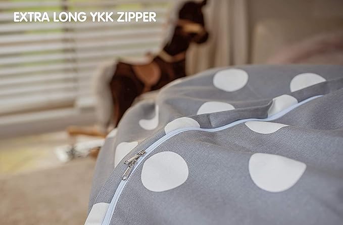 WEKAPO Stuffed Animal Storage Bean Bag Chair Cover for Kids | Stuffable Zipper Beanbag for Organizing Children Plush Toys Large Premium Cotton Canvas (Gray Dot, XX-Large) - Image 4