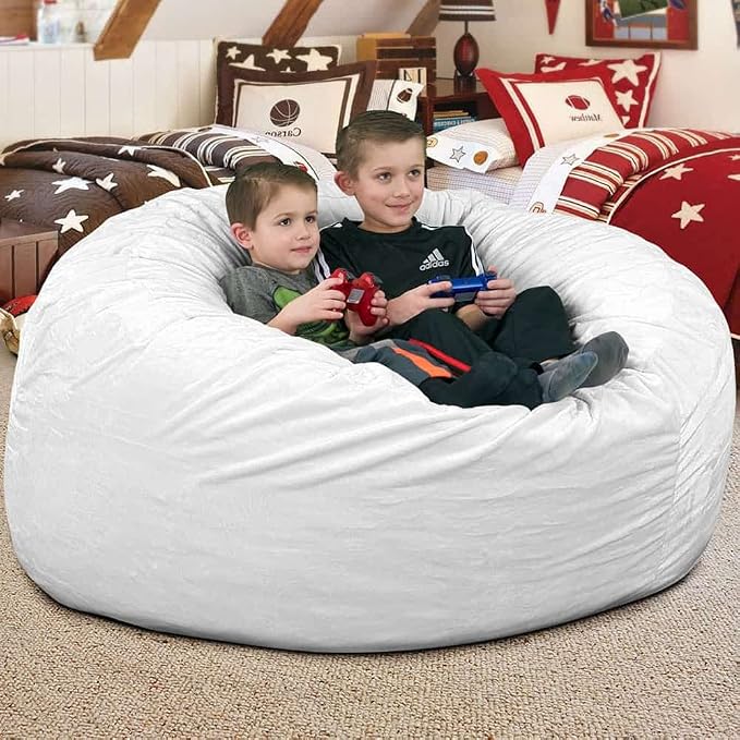 ULTIMATE SACK | 4 Ft Bean Bag Chair Replacement Cover Only | Ivory Fur | Removable Washable Cover only - Image 9