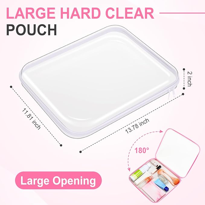 Sanwuta 6 Clear Hard Zipper Case,Assorted Color,13.78 X 11.81 X 2 Inch | Pencil Case Pouches ,Makeup Bag,Plastic Toiletry Diaper Bag ,Travel Toy Storage,Waterproof Organizer Bins - Image 2