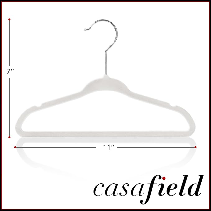 Casafield 50 Velvet Baby Hangers - 11" Size for Infant & Toddler Clothes - Ivory - Image 5