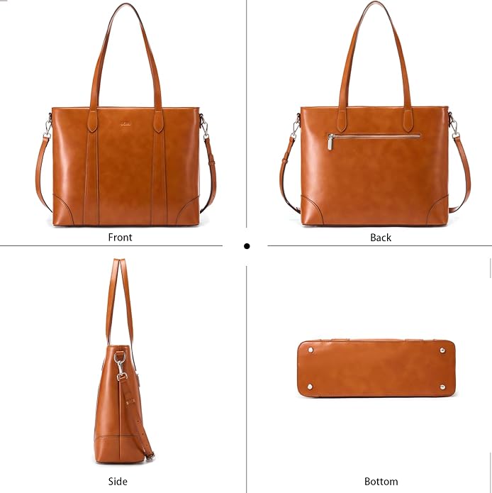 Genuine Leather Tote Bag for Women, Large Tote Purses with Zipper | Large capacity and multiple pockets, Quality leather with adjustable strap, Vintage design for work or travel - Image 6