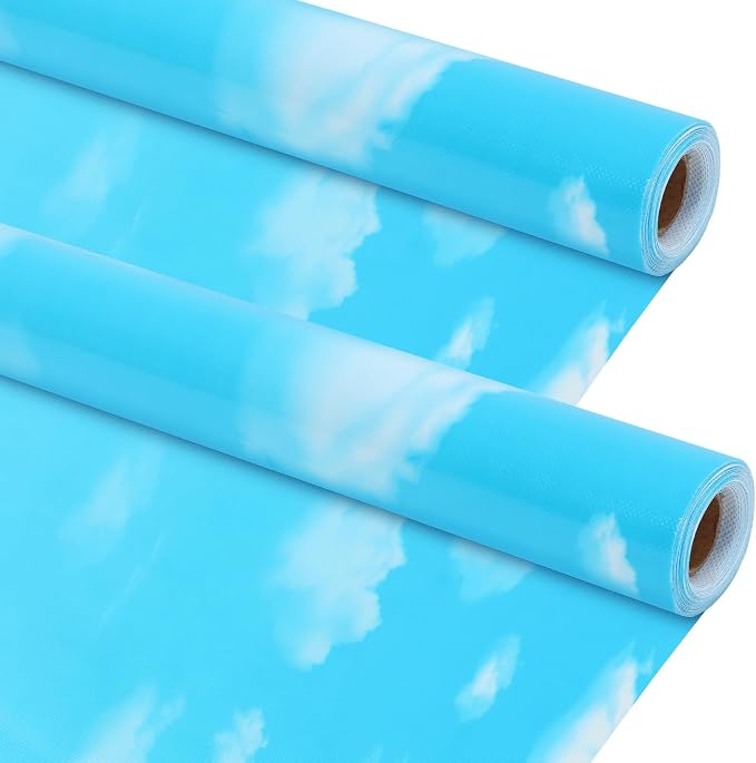 Kolldenn 2 Rolls Blue Sky Clouds Fabric Bulletin Board Paper Roll 4 x 12 ft Extra Large Non Woven Waterproof Roll Fade Resistant for DIY Craft Drawing Painting Classroom Decor by Unknown