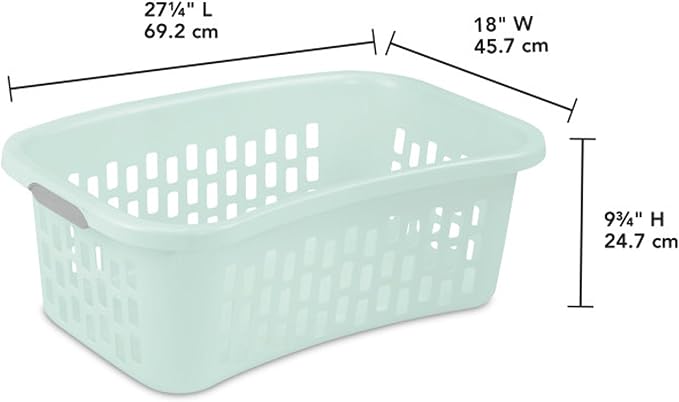 Sterilite HipHold Laundry Basket, Plastic Rectangle Clothes Hamper, 6 Pack | 1.5 Bushel Capacity, Mint, Bin with Comfort Grip Handles & Reinforced Rim - Image 2