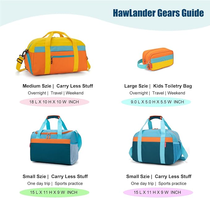Large Kids Duffle Bag for Travel, Overnight or Weekend, Orange | Roomy Size: 22.0"L x 12.0" H x 12.0"W, Made of Thick Polyester Fabric - Image 9