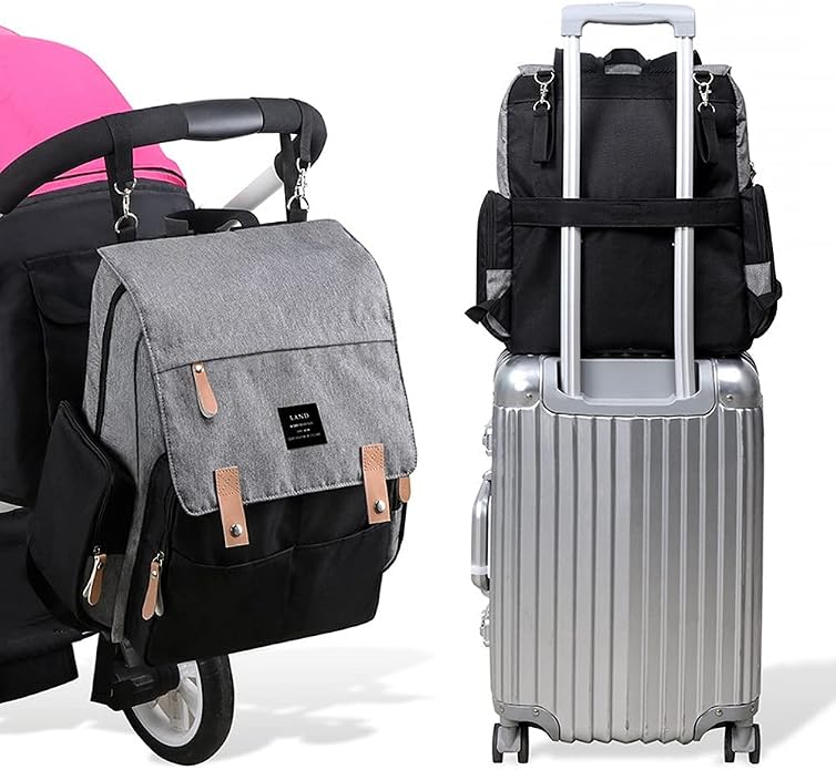 Land diaper bag multi-function waterproof travel backpack nappy bags insulated compartment pockets wipes pocket - Image 7