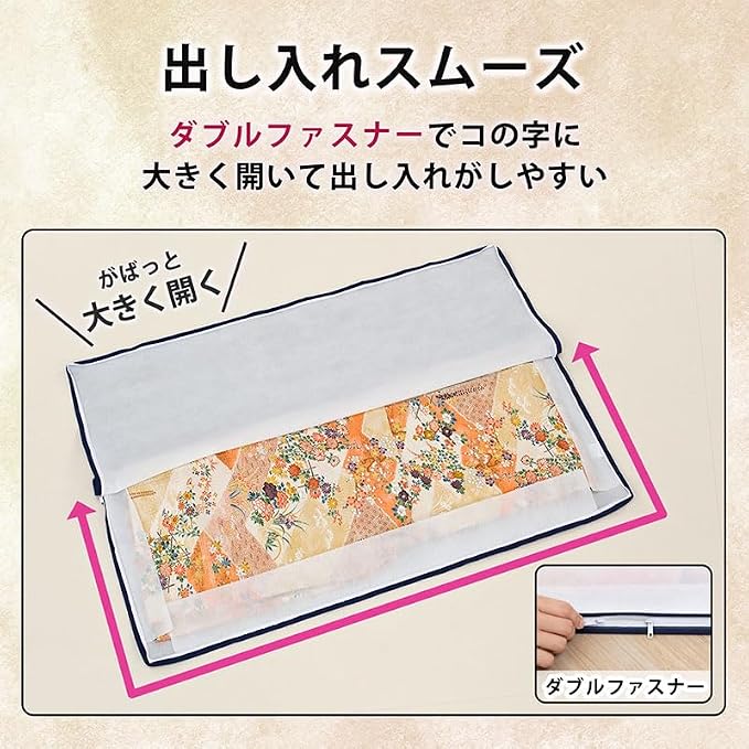 Astro 173-16 Kimono Storage Case, 3-Way Opening, 15 Pieces, No Window, Breathable Non-woven Fabric, Protects Against Dirt From Moisture and Dust, Zipper, Kimono, Storage Bag, Furisode, Coming-of-Age - Image 4