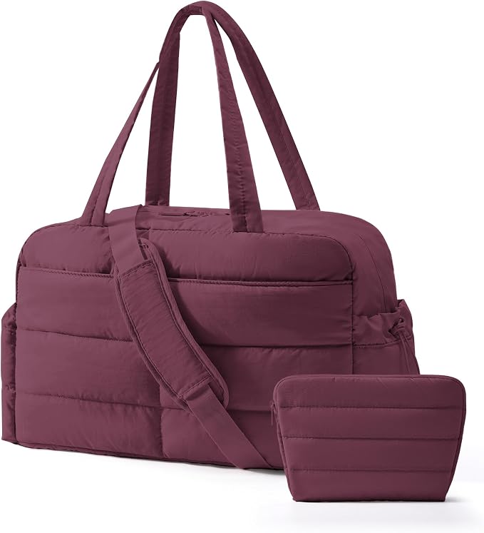 BAGSMART Gym Bag for Women with Toiletry Pouch, Lightweight Weekender Bags for Women with Wet Pocket, 31L Quilted Travel Duffle Carry On Bag, Weekender Overnight Bag for Travel,Water Resistant by BAGSMART
