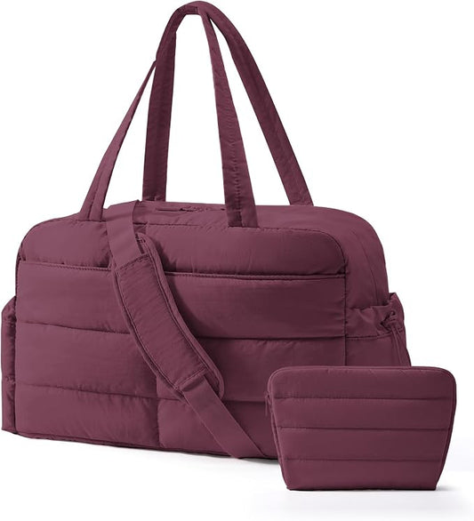 BAGSMART Gym Bag for Women with Toiletry Pouch, Lightweight Weekender Bags for Women with Wet Pocket, 31L Quilted Travel Duffle Carry On Bag, Weekender Overnight Bag for Travel,Water Resistant by BAGSMART