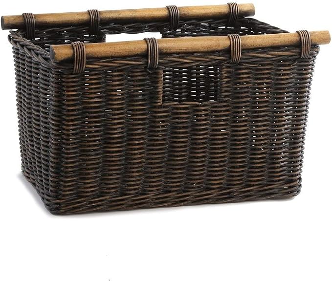 The Basket Lady Tall Narrow Wicker Storage Basket, S, Walnut Brown | Outside: 16" L x 9.5" W x 10" H | Inside: 14.5"L x 8"W x 8.5"H - Handcrafted by artisans from natural rattan by TheBasketLady