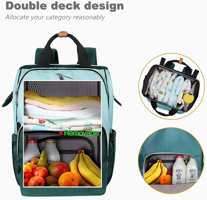 Hap Tim Baby Diaper Bag for Boys Girls, Large Backpack Diaper Bags with Double Compartments, Baby Registry Search Shower Gifts Stuff Newborn Must Haves, Green（7340-GR） - Image 5
