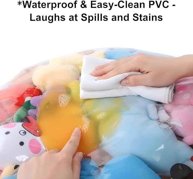 Clear Stuffed Animal Storage Bean Bag Chair Cover - Extra Large 150L, Waterproof & Easy-Clean Toy Organizer with Plastic Window,forNursery, Bedroom, Playroom (Cover Only, No Filler) (F) - Image 5