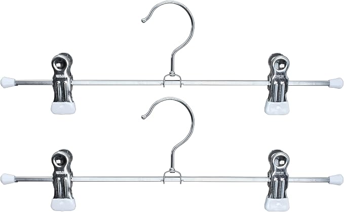Mawa by Reston Lloyd Space-Saving Clothes Hanger for Pants and Skirts with Two Non-Slip Clips, Style K/30D, 12-Inch, Set of 2, White by Mawa