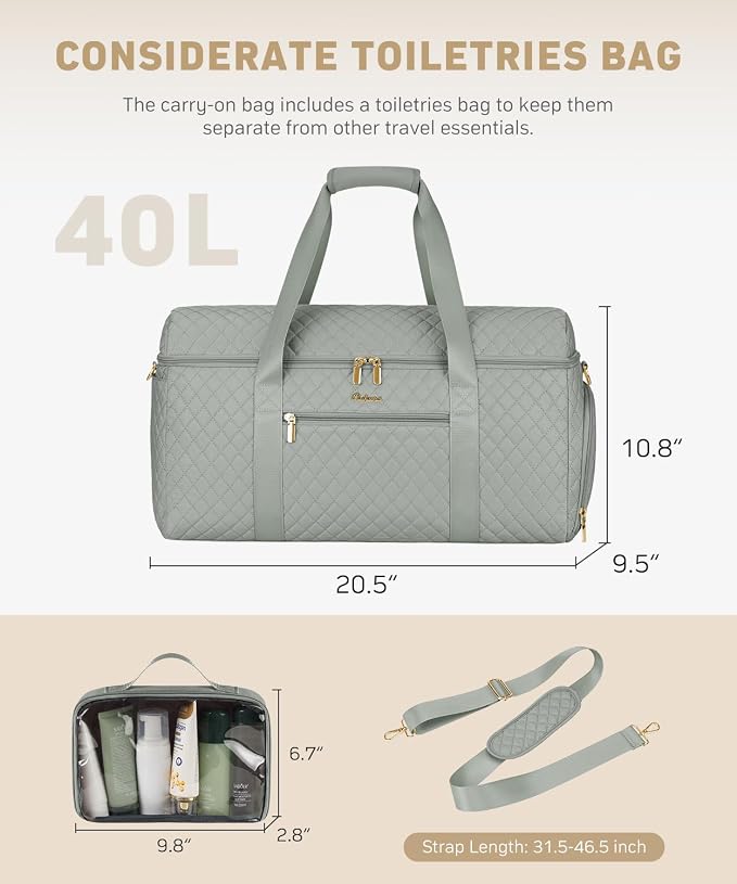Weekender Bags for Women, Wide Open Large Travel Duffle Bag with Shoe Compartment, Overnight Hospital Bag For Women Labor Delivery, Carry on Bag Personal Item Travel Bag with Wet Pocket (Dark Green) - Image 5