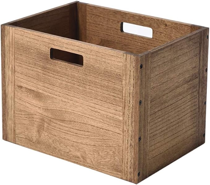 KIRIGEN Stackable Wood Storage Cube with Handles, Open Cubby Bin, Brown | Open-Front Wooden Crate Box for Books, Clothes, Shoes, Closet Storage, and Display for Home Office, Assembly Required by KIRIGEN