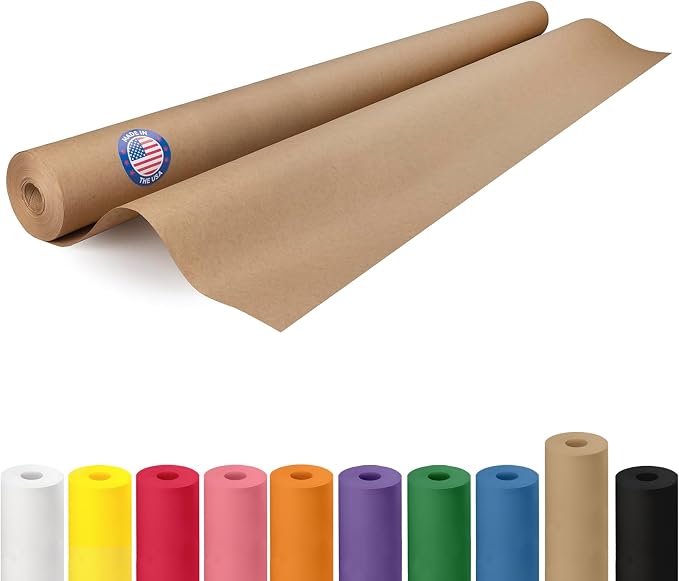 Brown Paper Roll 48" x 1200" (100 feet) - USA-Made Thick Kraft Paper Roll 50lb Thickness for Packing, Moving, Shipping & Crafts/Arts - 100% Recycled Natural Craft Wrapping Material by IDL Packaging by IDLPackaging