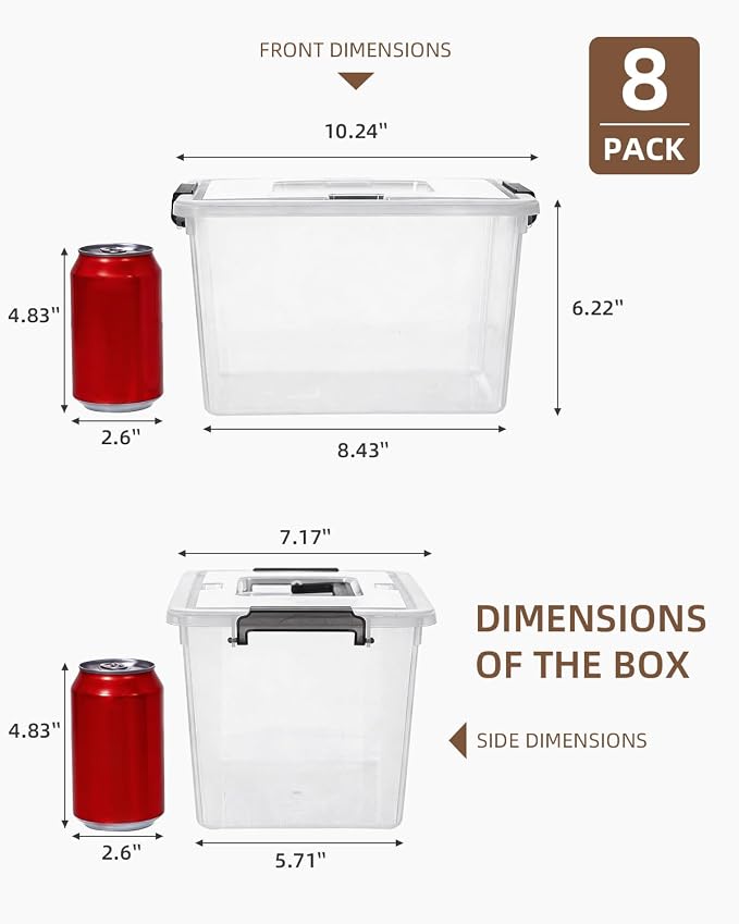 Citylife 16 Packs 6 QT Plastic Storage Bins with Latching Lids Clear Storage Box with handle Stackable Storage Containers for Organizing Snacks, Crafts, Toys, Tools - Image 3