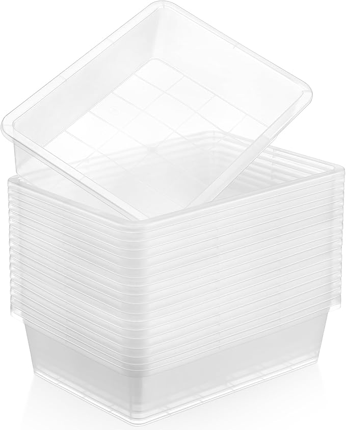 Hoteam 36 Pcs Flat Storage Organizer Bins Letter Size Paper Tray Classroom Storage Plastic Art Trays Classroom Pencil Organizer Baskets for School Office Teacher Book Organization(Transparent) by Hoteam