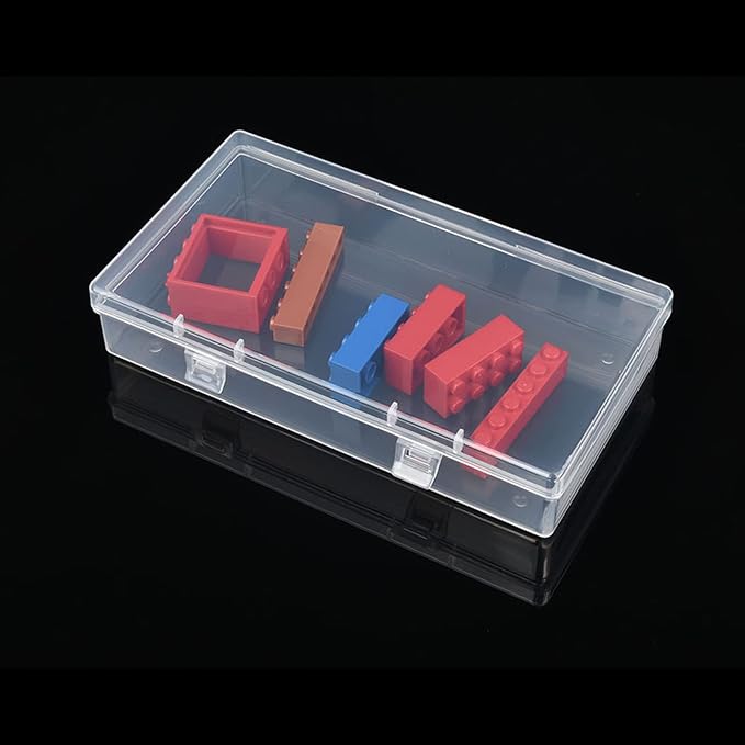 4 Pack Rectangular Clear Plastic Storage Containers 6.1x3.3x1.18 inch | Hinged Lid, For Beads and Small Craft Items - Image 5