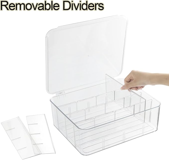 ZEXALOR Plastic Clear Storage Containers, Set of 2, Sock Organizer Divided Boxes with Lids, Underwear Drawer Organizer, Tie Dresser Organizer (11.8×9.4×3.9") - Image 4
