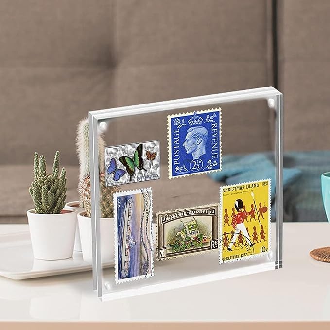 HELPLEX 5 Pack 4x4 Acrylic Picture Frames, 20mm Thicker Frameless Clear Frame Double Sided Magnetic Frame, Free Standing Desktop Display Stand Acrylic Frames - Image 5