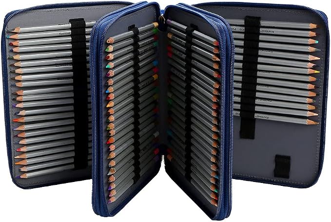 120 Slots Colored Pencil Case Organizer, 3 Layer Bag | Twill Oxford fabric,127 elastic loops,detachable handle,for travel, home storage,drawing tools,creative gifts - Image 2