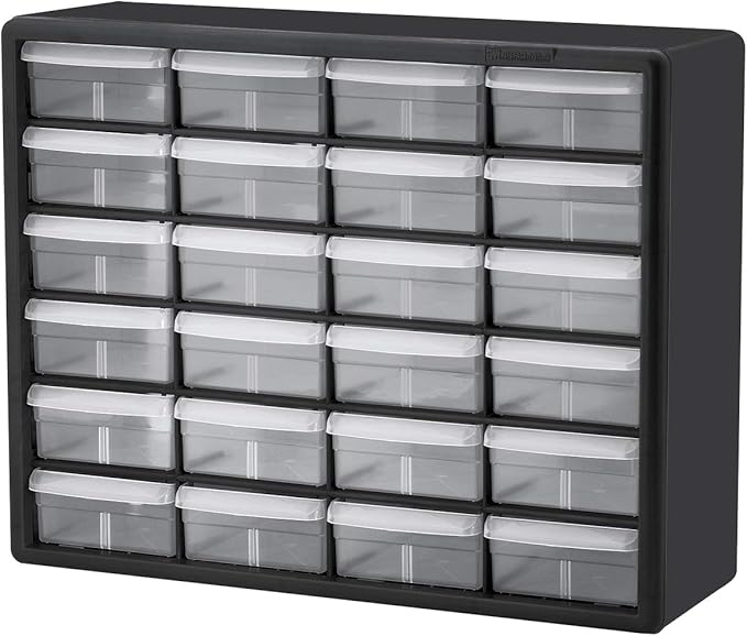 Akro-Mils 10124 24 Drawer Plastic Parts Storage Hardware and Craft Cabinet, 20-Inch x 16-Inch x 6.5-Inch, Black - Image 6