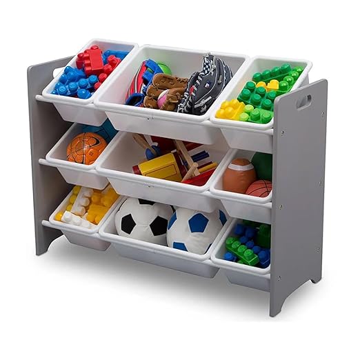 Delta Children MySize 9 Bin Plastic Toy Organizer - Greenguard Gold Certified, Grey - Image 3