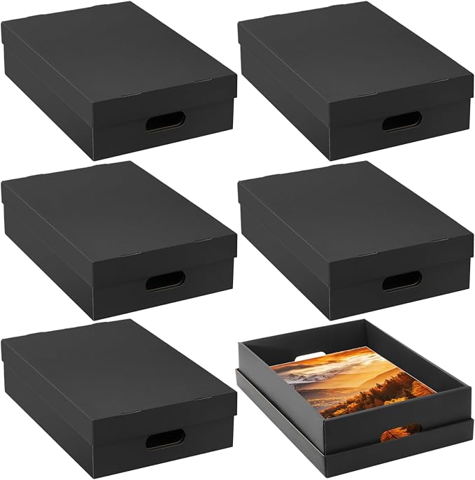 AOBOPLE 6 Pack Photo Storage Box,11" x 14" x 4" Archival Storage Box with Lids,Protective Storage Box for Photo,Pictures,11x14 Documents, Keepsakes and Jewelry Home and Office Organizer by AOBOPLE