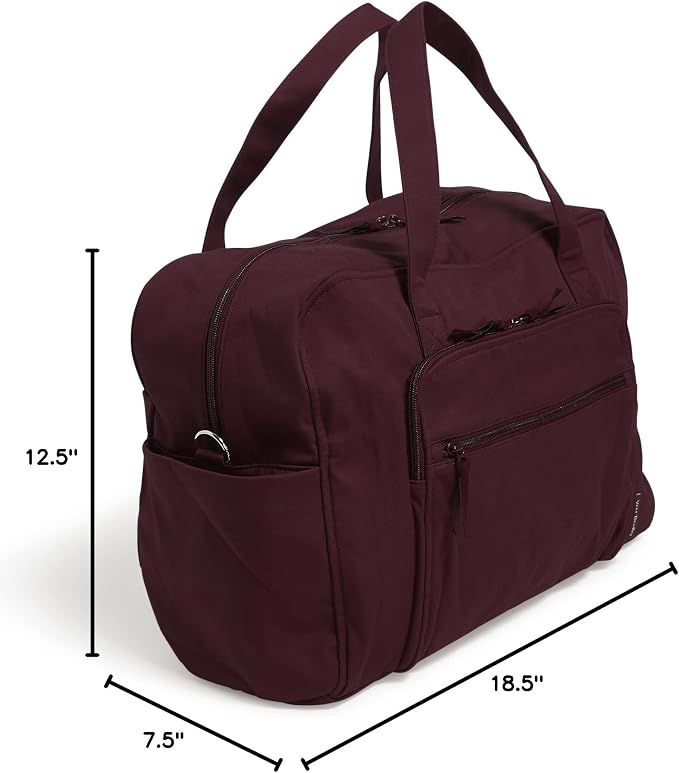 Vera Bradley Women's Cotton Weekender Travel Bag, Mulled Wine, One Size - Image 6